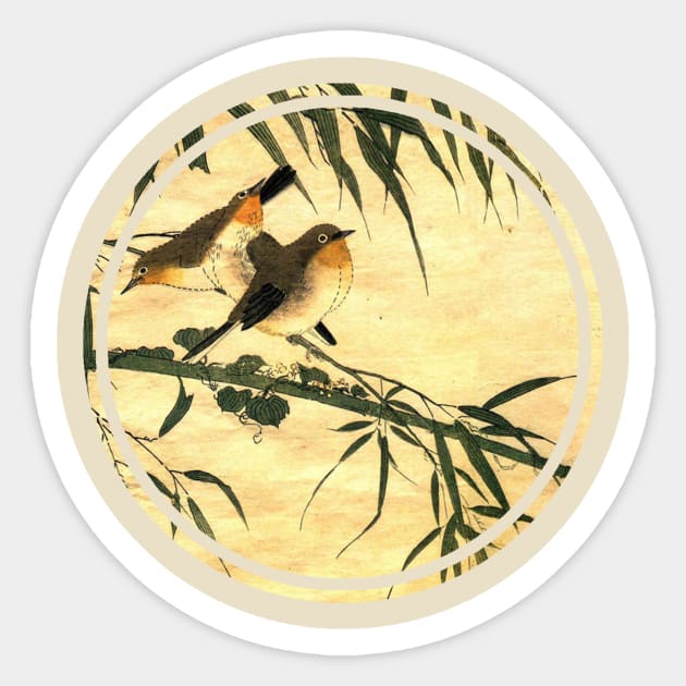 Old Japanese painting birds Sticker by Bearpear